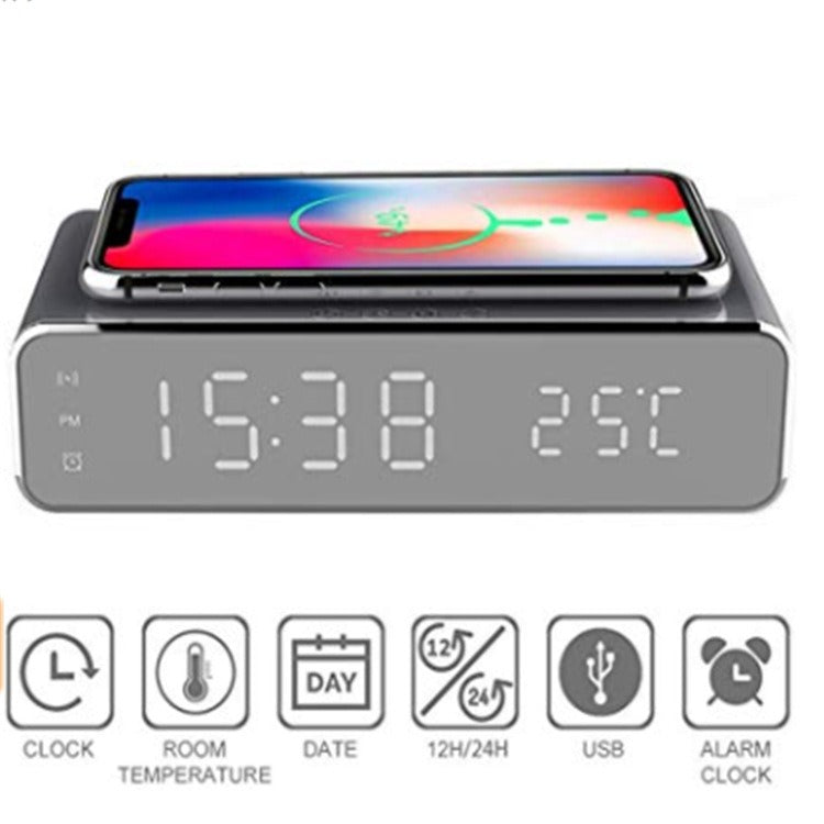 Wireless charging time display thermometer alarm clock wireless charging