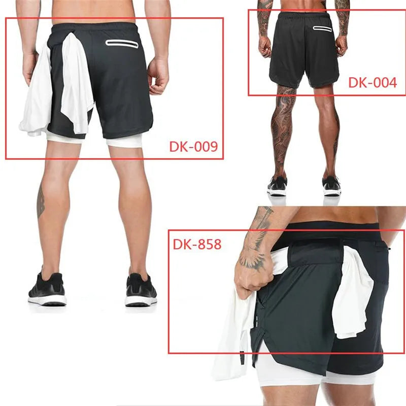 2020 NEW Men's Running Shorts Mens 2 in 1 Sports Shorts Male double-deck Quick Drying Sports men Shorts Jogging Gym Shorts men