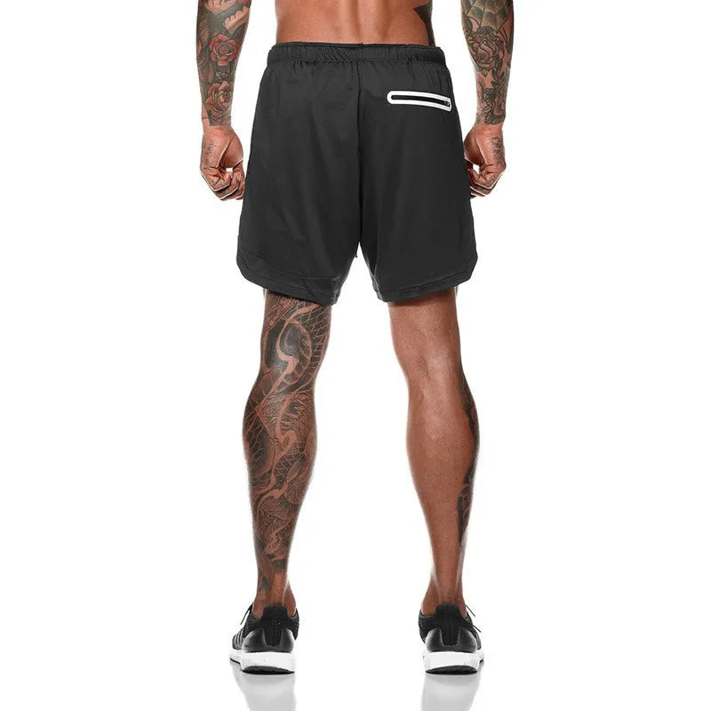 2020 NEW Men's Running Shorts Mens 2 in 1 Sports Shorts Male double-deck Quick Drying Sports men Shorts Jogging Gym Shorts men