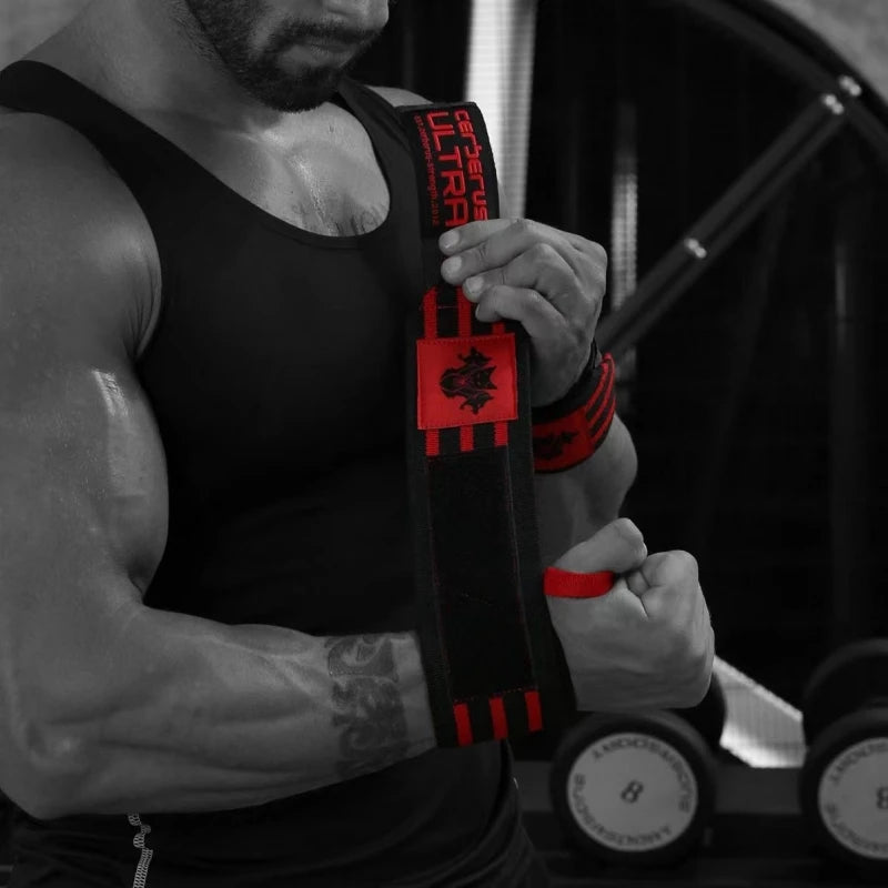 1 Pair Weightlifting Wrist Wraps Cerberus Style Professional Grade Wrist Wraps for Men Women Gym Weight Lifting Deadlifts Cross