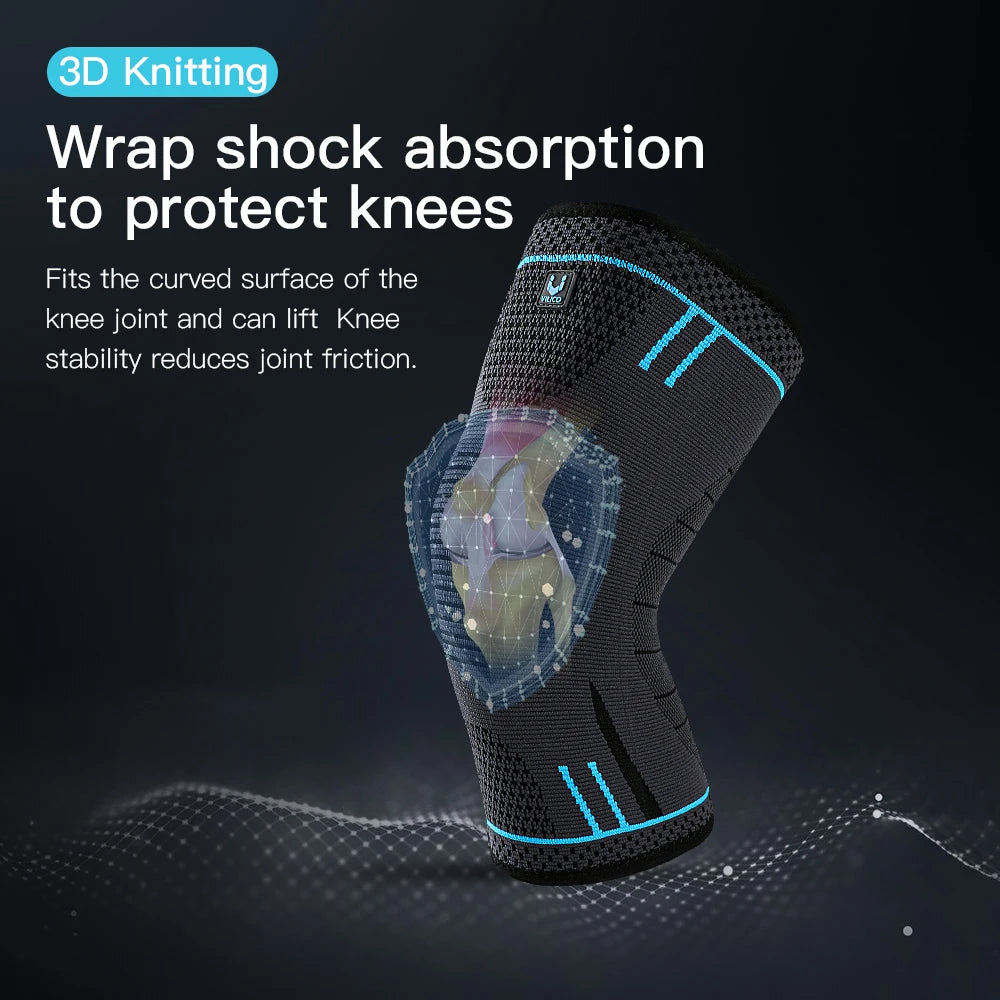 Compression Knee Support Sleeve Elastic Knee Pads Brace Springs Gym Sports Protector Basketball Volleyball Running