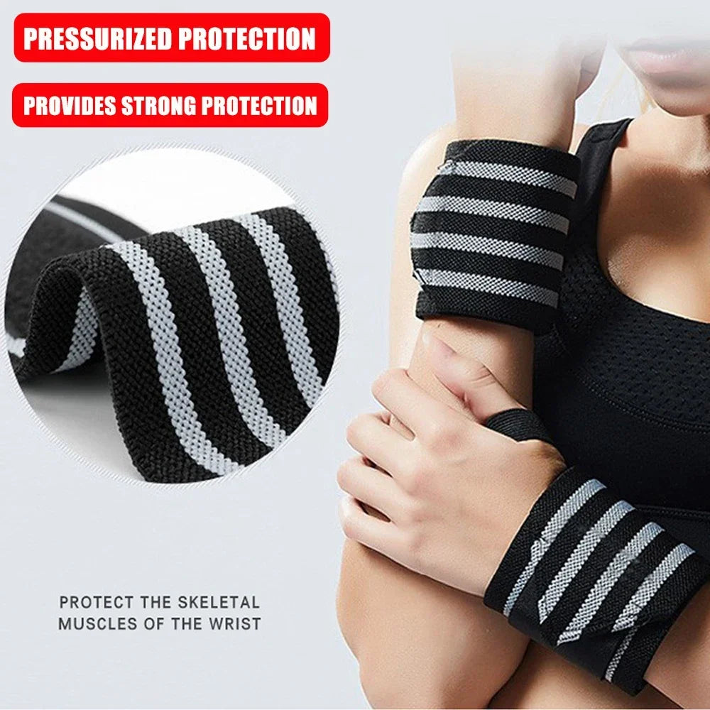 Adjustable Wristbands Bandages Wrist Wraps Support Carpal Protector Bracers for Gym Weightlifting Fitness Bench Press 1Pair