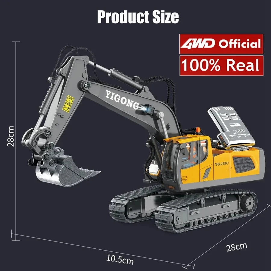 4WD Remote Control Excavator Toy Radio Controlled RC Dump Truck Vehicle Crawler Bulldozer Construction Car Gifts for Kids Boys