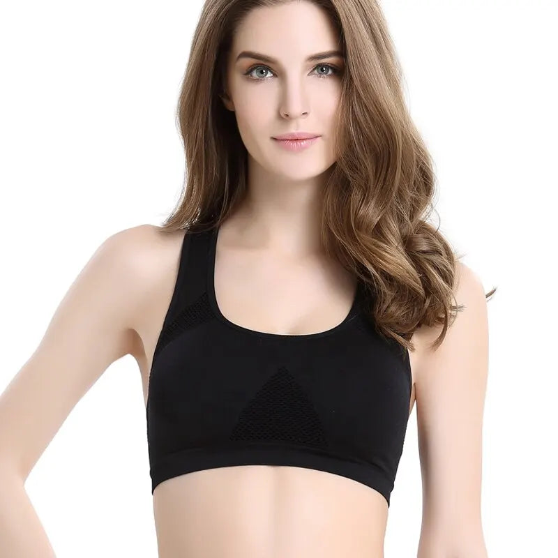 Women Breathable Sports Bra Absorb Sweat Shockproof Padded Gym Running Fitness Double Layer Seamless Yoga Sports Bra Underwear