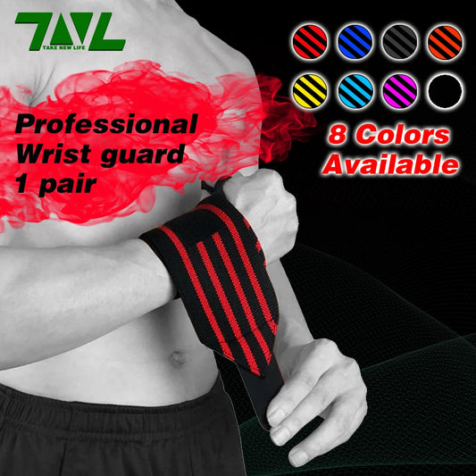 Adjustable Wristbands Bandages Wrist Wraps Support Carpal Protector Bracers for Gym Weightlifting Fitness Bench Press 1Pair