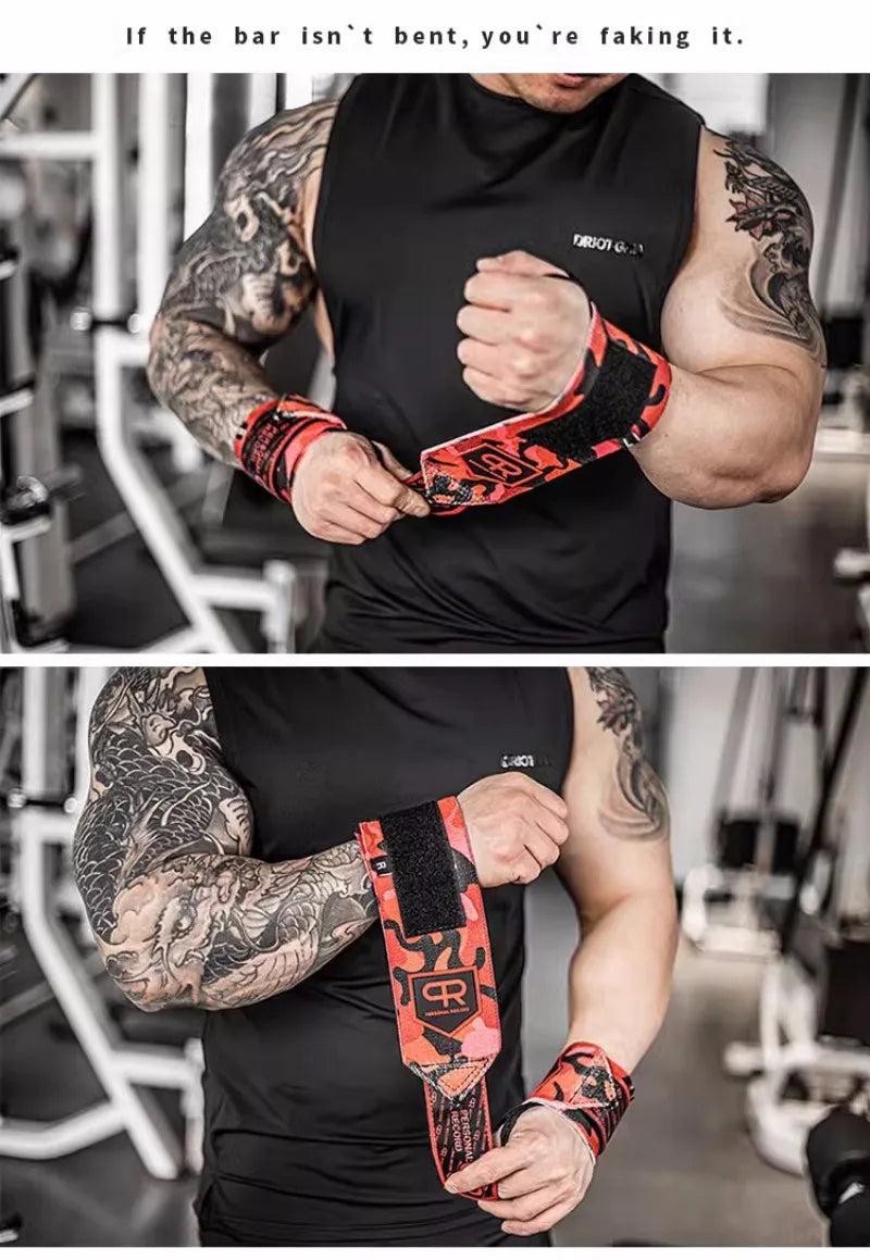 1 Pair Camouflage Weightlifting Wrist Strap for Gym Fitness Wrist Wraps for Men Women Heavy Duty Strength Training Wrist Support