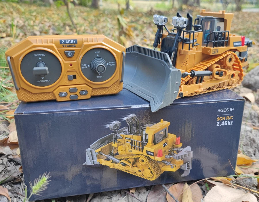 4WD Remote Control Excavator Toy Radio Controlled RC Dump Truck Vehicle Crawler Bulldozer Construction Car Gifts for Kids Boys