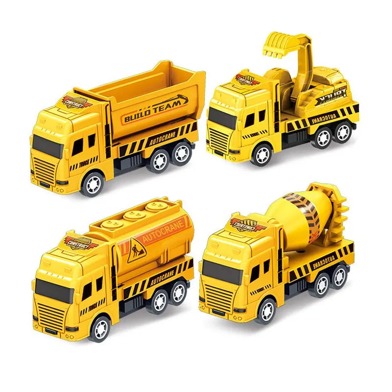 4 Pcs Educational Cars Children Kid Pull Back Toy Warrior Engineering Vehicle Model Four Mini Cars