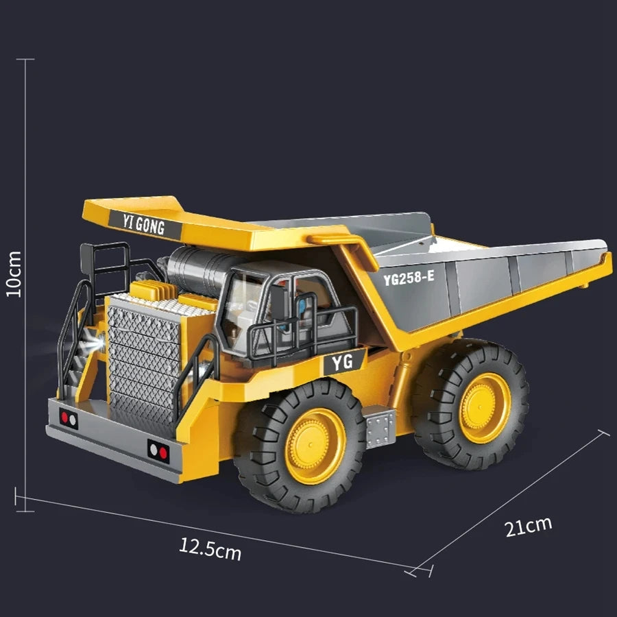 4WD Remote Control Excavator Toy Radio Controlled RC Dump Truck Vehicle Crawler Bulldozer Construction Car Gifts for Kids Boys