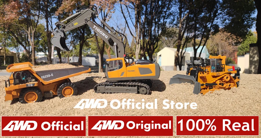 4WD Remote Control Excavator Toy Radio Controlled RC Dump Truck Vehicle Crawler Bulldozer Construction Car Gifts for Kids Boys