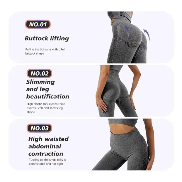 Fitness Women Sport Seamless Leggings High Waist Elastic Solid Yoga Leggings Gym Jogging Quick Dry Push Up Slim Pants Female