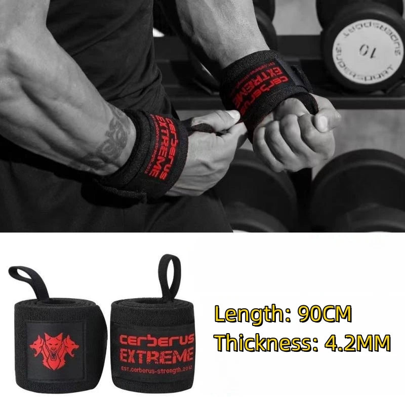 1 Pair Weightlifting Wrist Wraps Cerberus Style Professional Grade Wrist Wraps for Men Women Gym Weight Lifting Deadlifts Cross