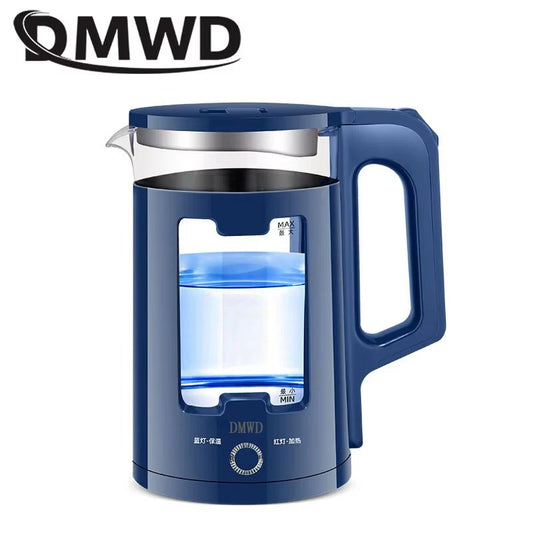 DMWD 2.2L Electric Kettle Quick Heating Hot Water Boiling Teapot Glass Blue Light Heater Pot Boiler Auto-Power Off Cooker 220V