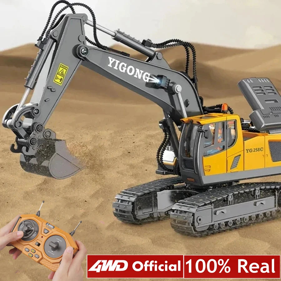 4WD Remote Control Excavator Toy Radio Controlled RC Dump Truck Vehicle Crawler Bulldozer Construction Car Gifts for Kids Boys