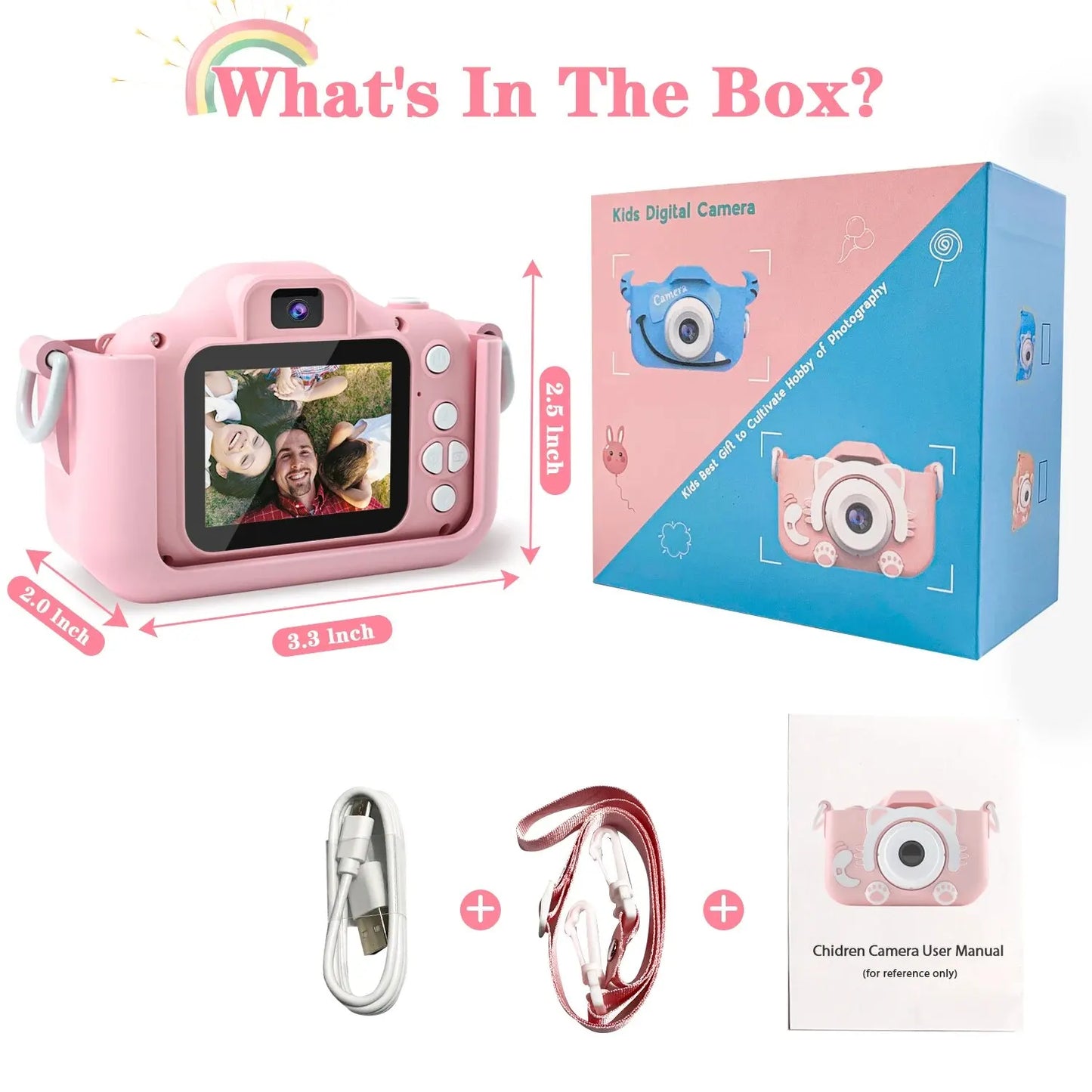 Children Camera 1080P HD Toddler Digital Video Camera 2.0-inch Kids Camera with Silicone Cases Toys for Christmas Birthday Gifts