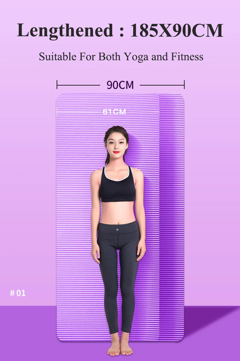 90CM 20MM 5 Colors Thick NBR Non-slip Washable Fitness Yoga Pilates Mat High Density Tasteless Exercise Gymnastics Pad Gym Home